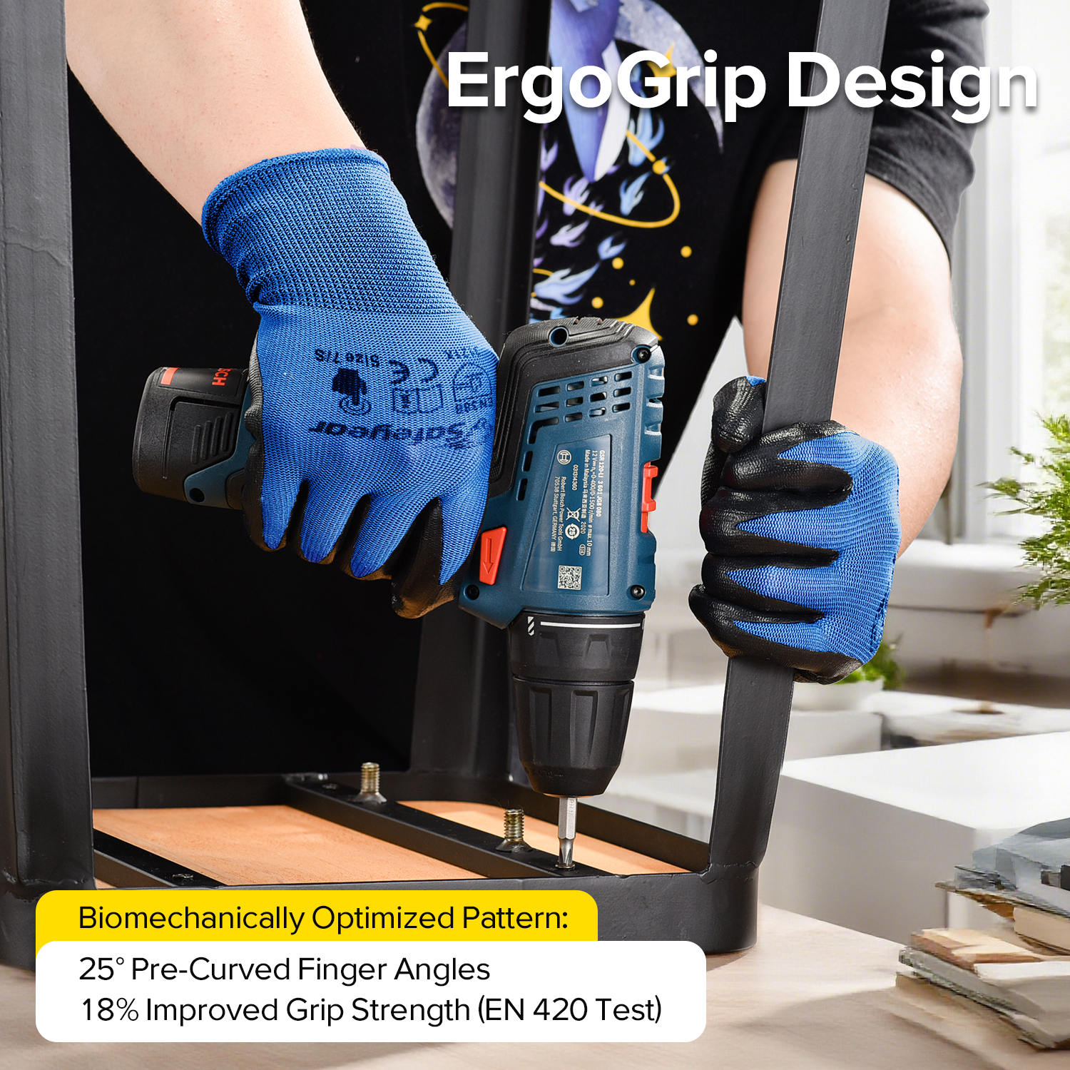 EN 388 3121X Защитные перчатки для сборки и складских операций N1552 Guarder Max Blue