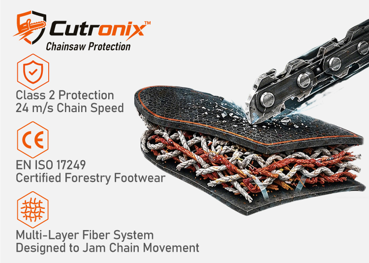 Защитный материал Cutronix™ из высокопрочных волокон для снижения риска порезов цепью бензопилы