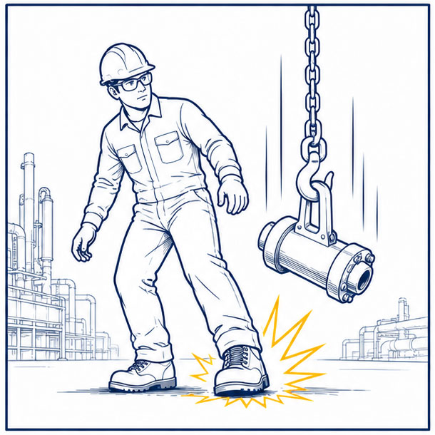 Опасность ударов и сжатия на рабочих местах нефтяных компаний